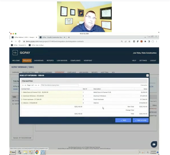 GCPay integration example with Vista Viewpoint ERP