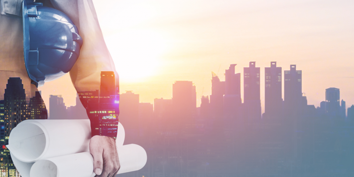 construction worker with a sun rise