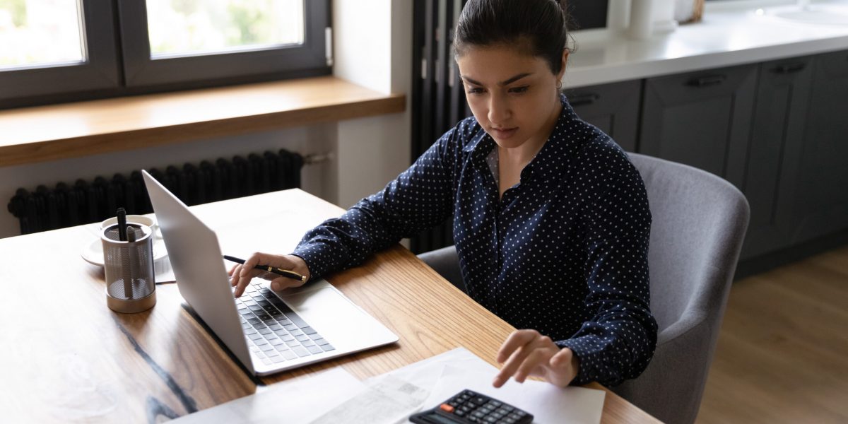 Bookkeeping.,Busy,Millennial,Indian,Woman,Professional,Accountant,Preparing,Annual,Financial